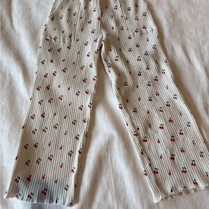 Zara Kids' White Cherry Print Pants size 5-6